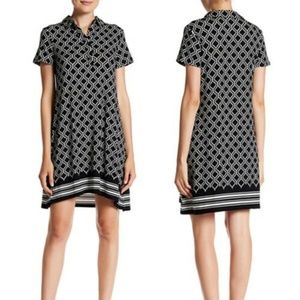 Max Studio NWT $98 Print Jersey Black Shirt Dress